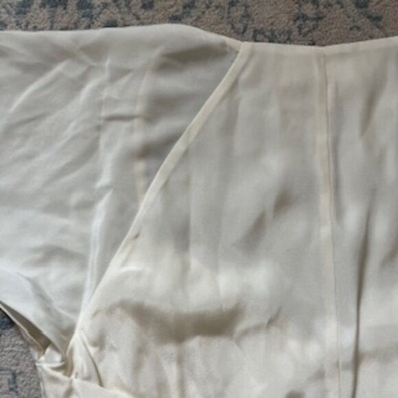 🧡3/15 FRAME Cream/Ivory Short Flutter Sleeve Silk Blouse Top Women's XS/TP - Picture 8 of 10